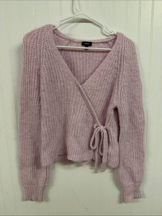 Express Light Pink Wrap V-Neck Tie Front Sweater Express Light Pink Wrap V-Neck Tie Front Sweater