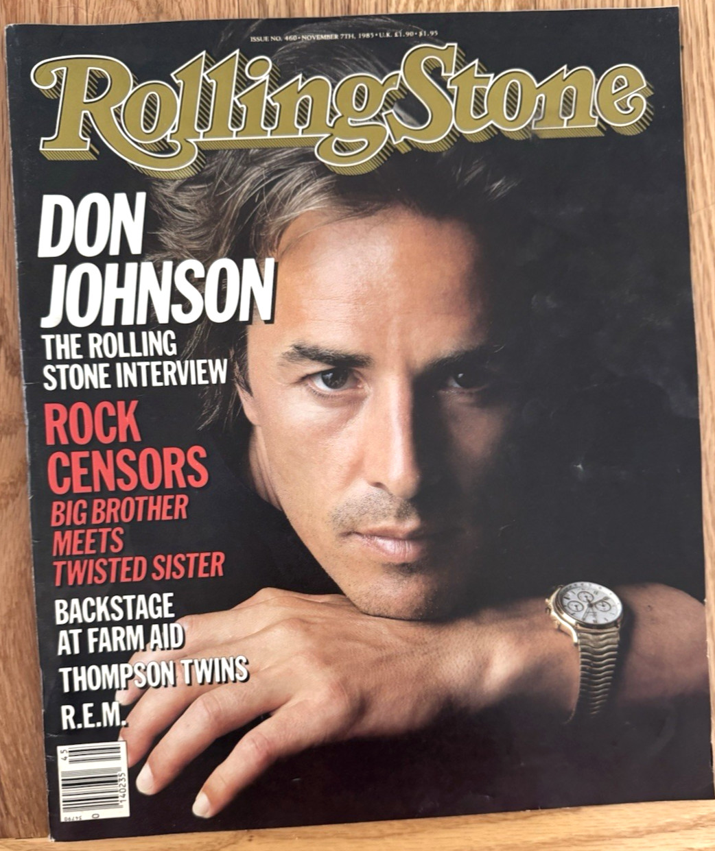 Pristine Vintage 1985 Rolling Stone Magazine Miami Vice Don Johnson + Farm Aid