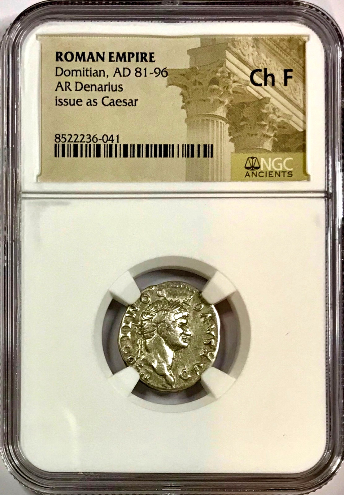 81-96 AD Domitian Horseback Rev. Ancient Roman Silver Denarius NGC Choice Fine