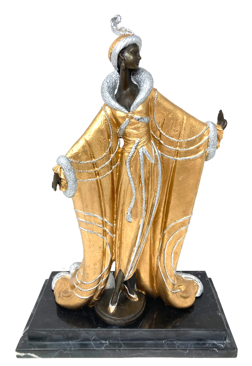 Erte Signed Bronze Monaco Sculpture Woman in Gown 14\ Erte Signed Bronze Monaco Sculpture Woman in Gown 14\