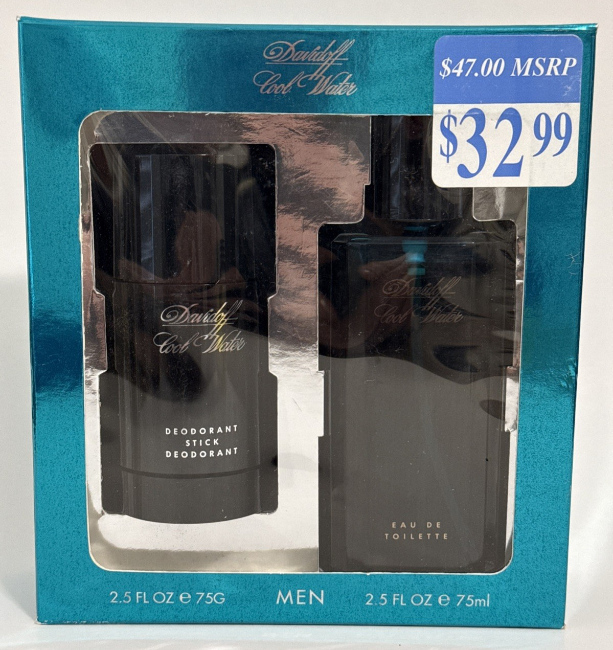 Vintage DAVIDOFF COOL WATER by Lancaster EDT Spray 2.5 oz Roll on Deodorant 2.5