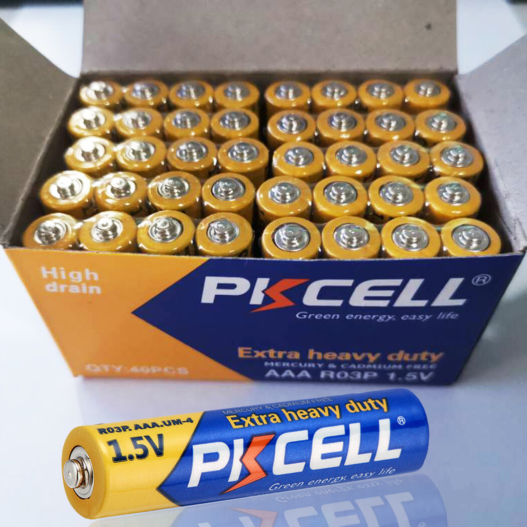 40Pcs AAA Batteries 1.5V Extra Heavy Duty R03P E92 Carbon-Zinc for String Lights