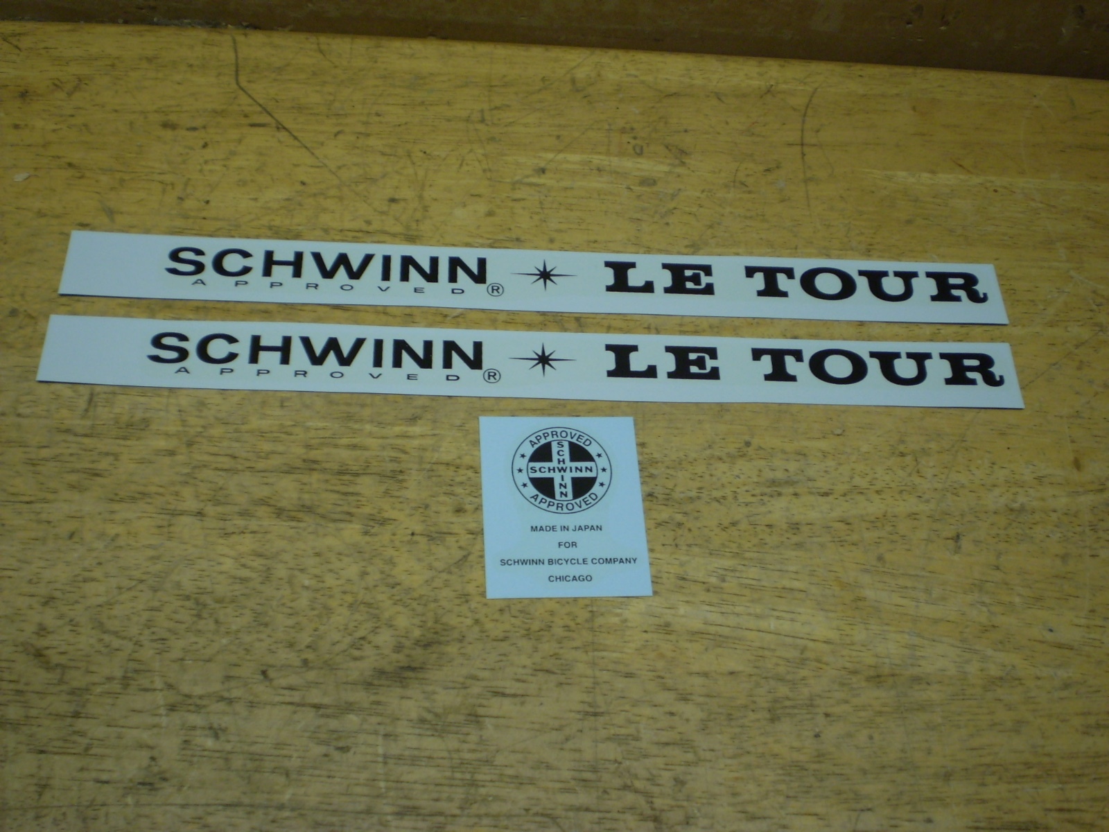Schwinn Approved Black Le Tour Bicycle Down Tube & Seat Tube Decal Set