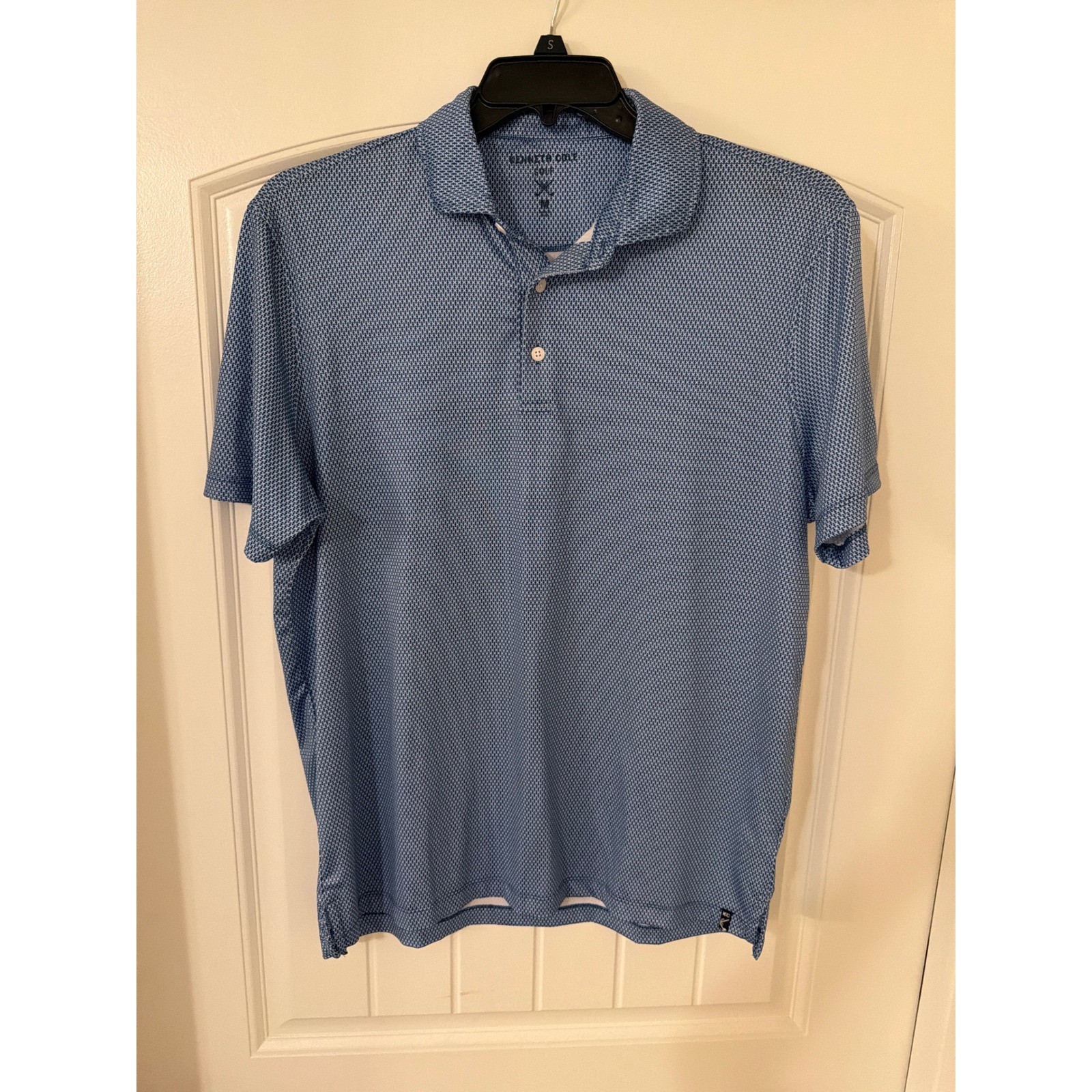 Kenneth Cole Golf Mens Blue Geometric Print Short Sleeve Polo Shirt M Kenneth Cole Golf Mens Blue Geometric Print Short Sleeve Polo Shirt M