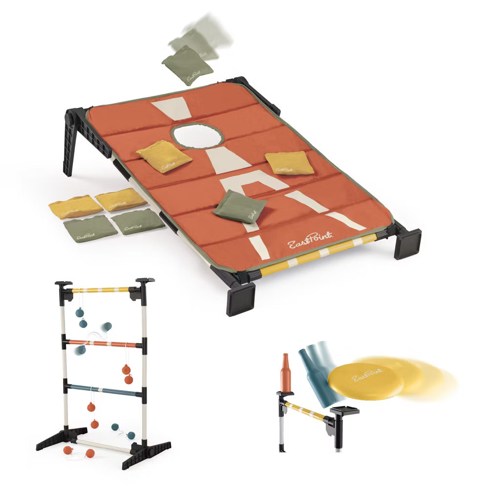 EastPoint 3-in-1 Backyard & Tailgate Game Combo Set with Ladderball Bottle Smash
