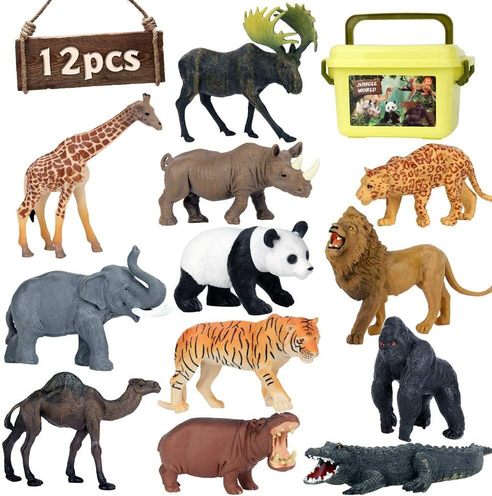 12pcs Jumbo Safari Animals Figures Zoo Animals Action Figure Play Set For Kids