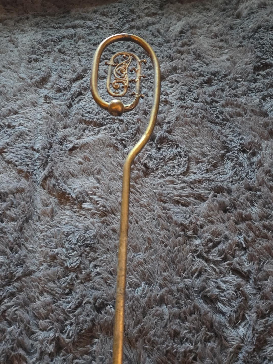 Antique Brass Bishop Crozier Pastoral Staff Church Processional Ornate 36\