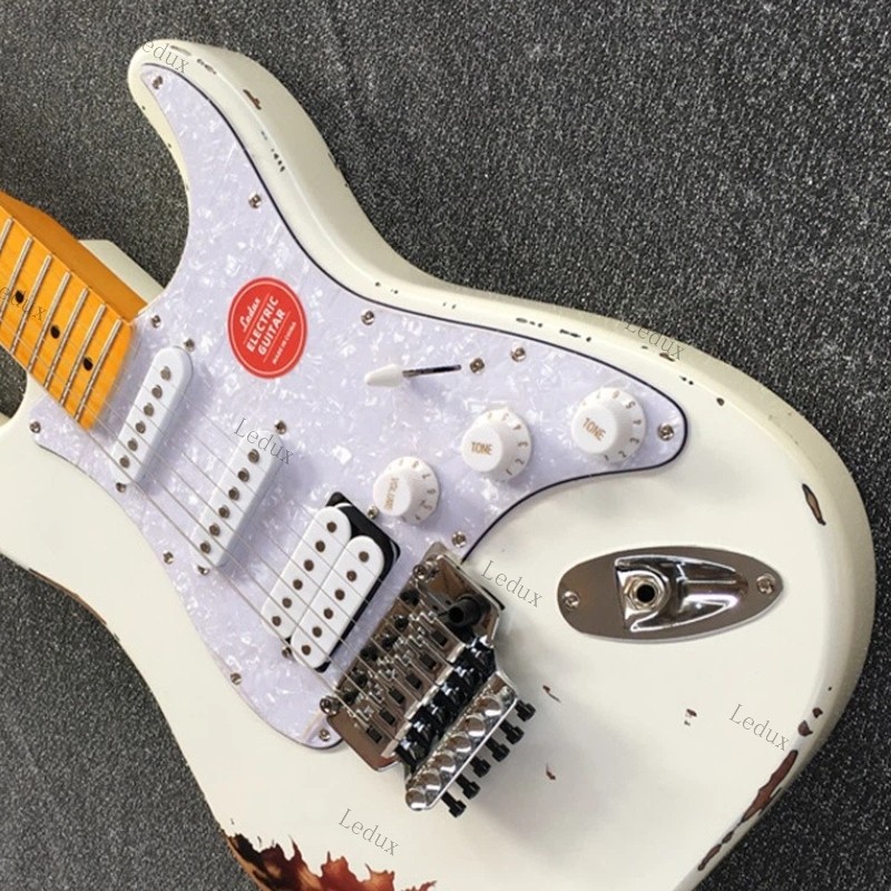 Solid Electric Guitar FR Bridge  Stainless Fret White Fast Shipping No Logo