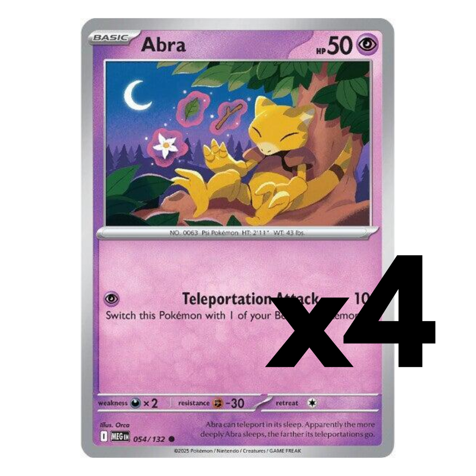 4x Abra - 054/132 - ME01: Mega Evolution (MEG) Pokemon Playset x4