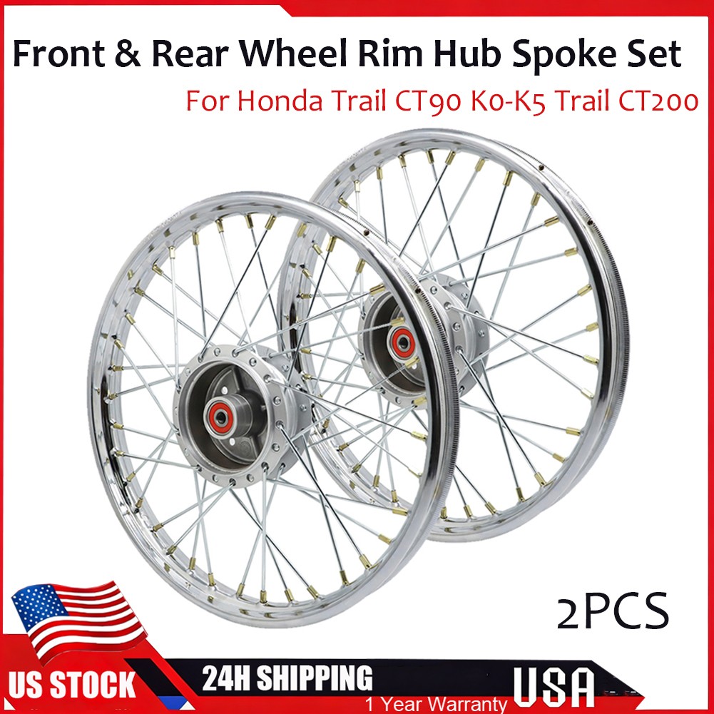 FRONT & REAR WHEEL RIM HUB SPOKE SET FOR HONDA TRAIL CT90 K0-K5 TRAIL CT200
