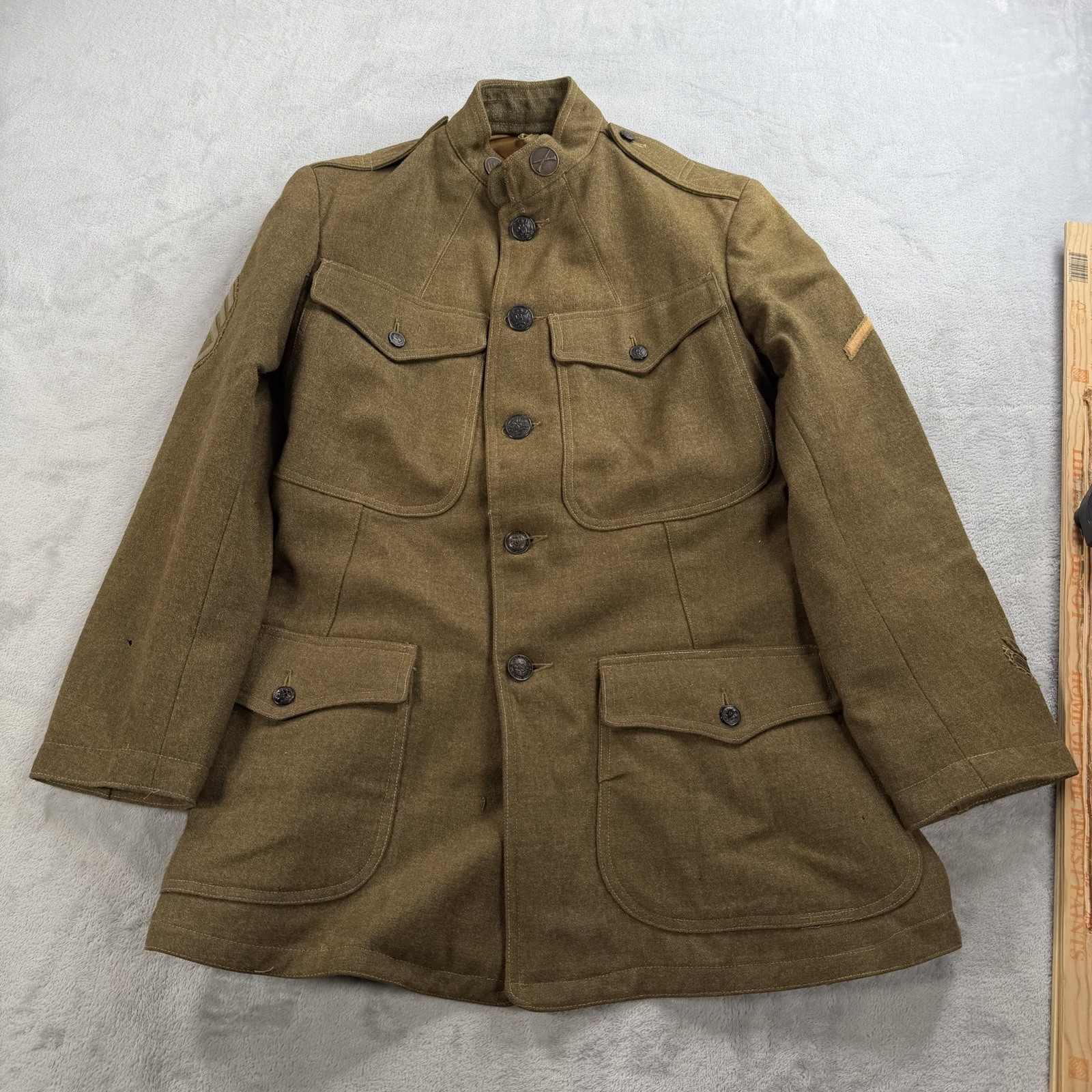 Vintage WWI US Army M1917 Wool Uniform Jacket Tunic 1917 10s 20s Size 34 Patches Vintage WWI US Army M1917 Wool Uniform Jacket Tunic 1917 10s 20s Size 34 Patches
