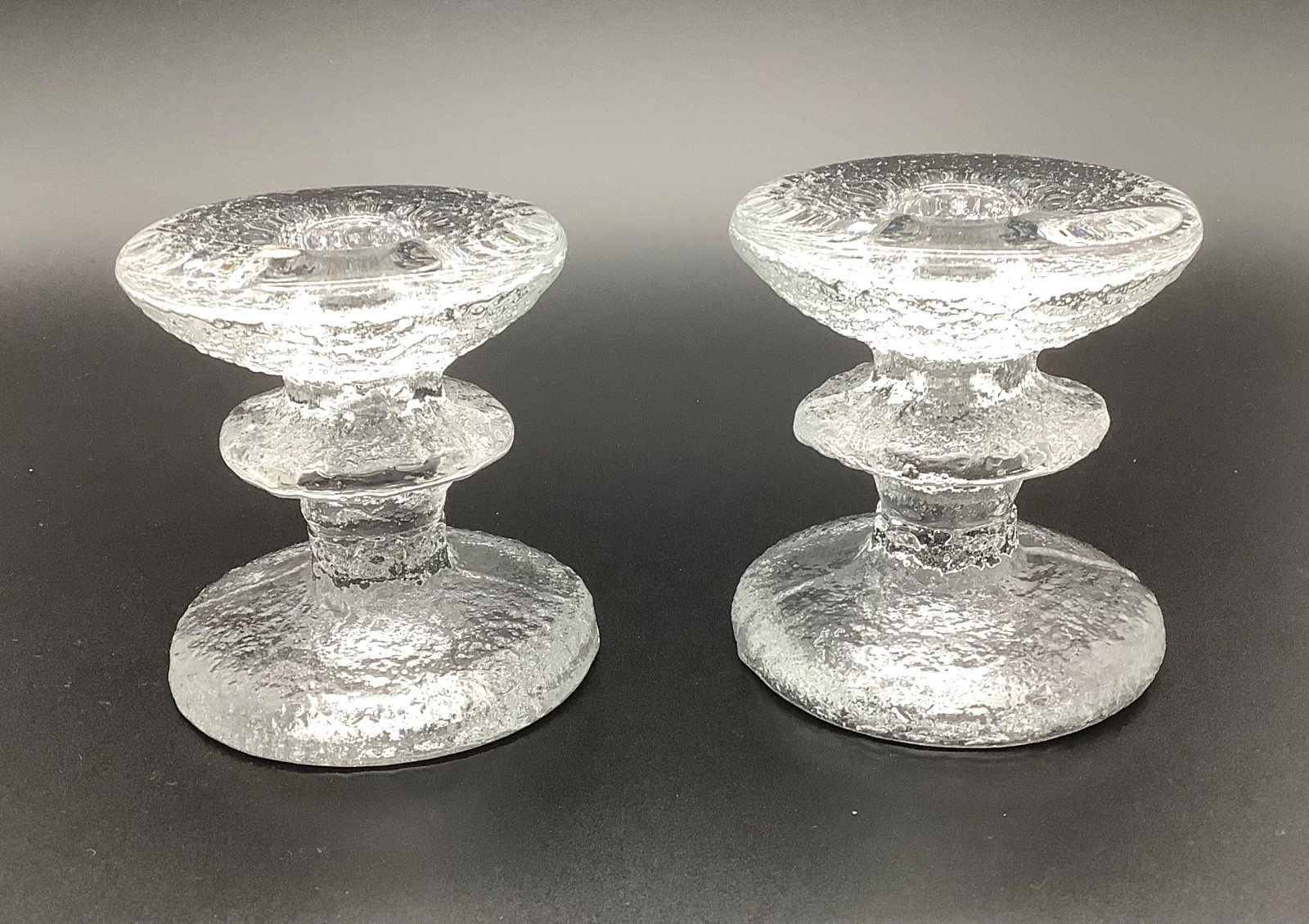 Pair of Iittala Finland Festivo 1 Ring Candlestick Holders Timo Sarpaneva Pair of Iittala Finland Festivo 1 Ring Candlestick Holders Timo Sarpaneva
