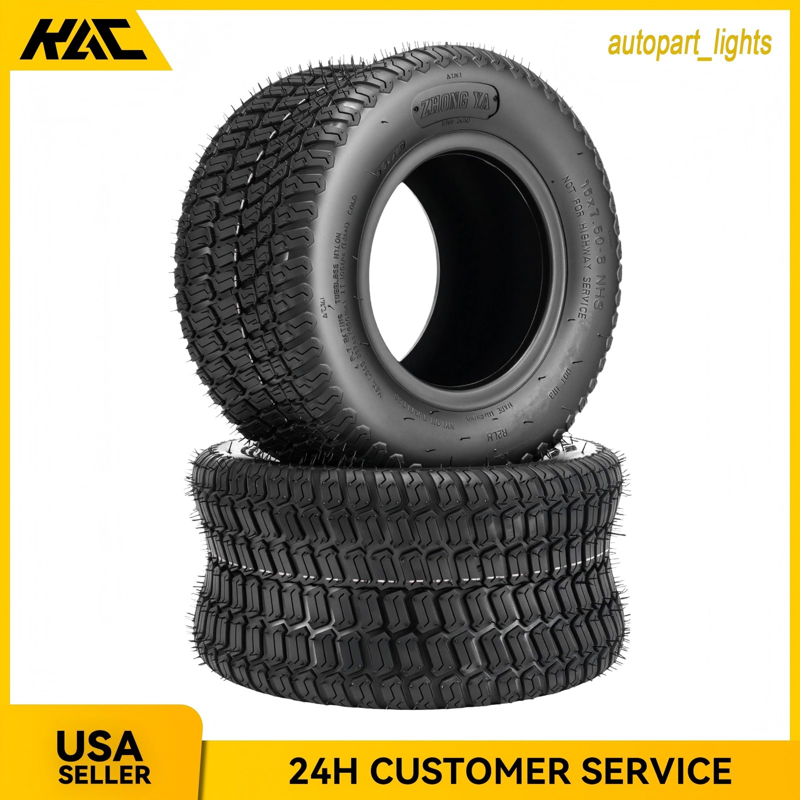 2pcs 16x7.5-8 Lawn Mower Tires 4ply Lawn Turf Golf Cart Tires 16x7.5x8 16 7.5 8