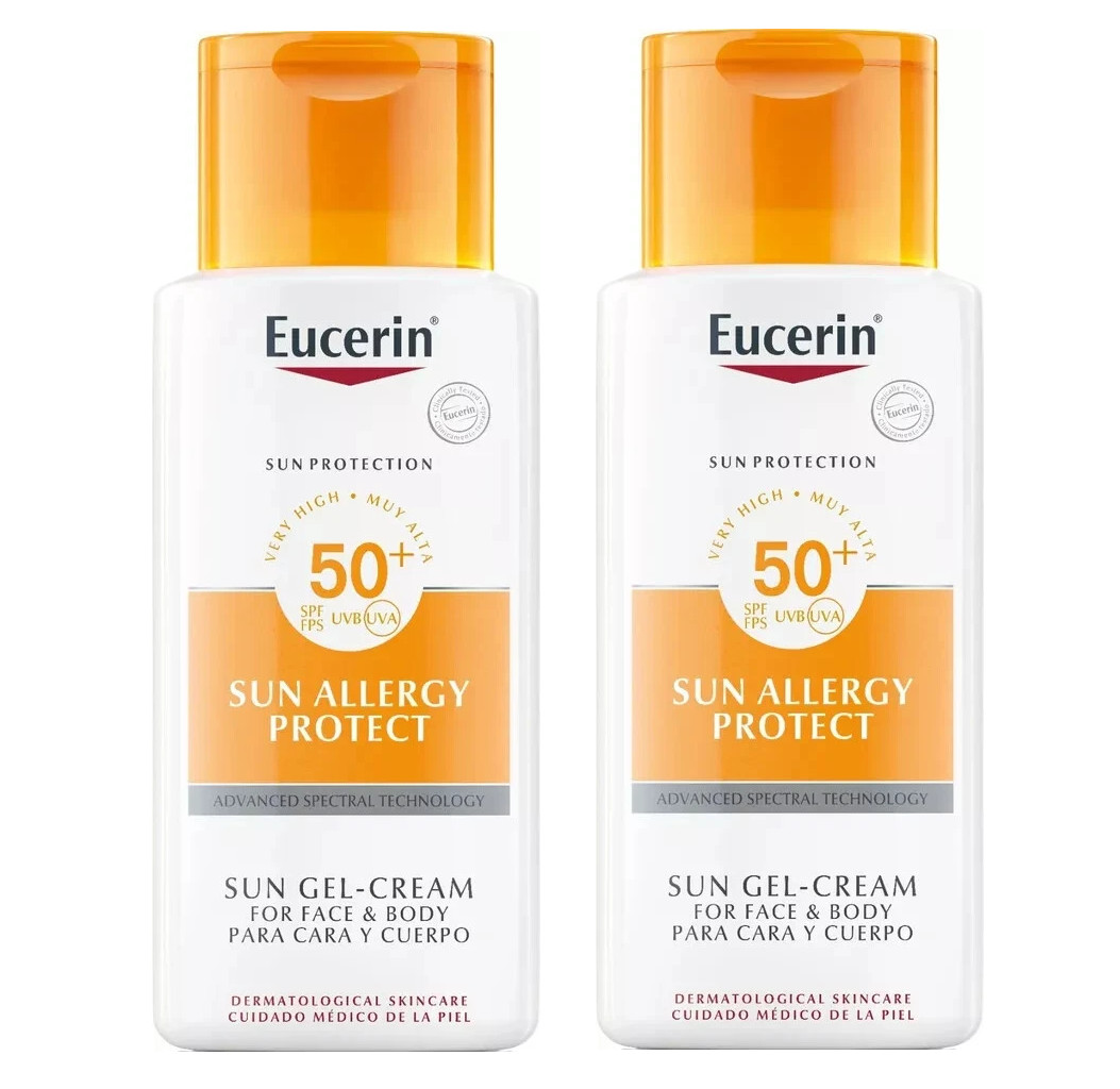2 PACK Eucerin Sun Allergy Protect Cream  Gel SPF50+ 150ml Exp 04/2028