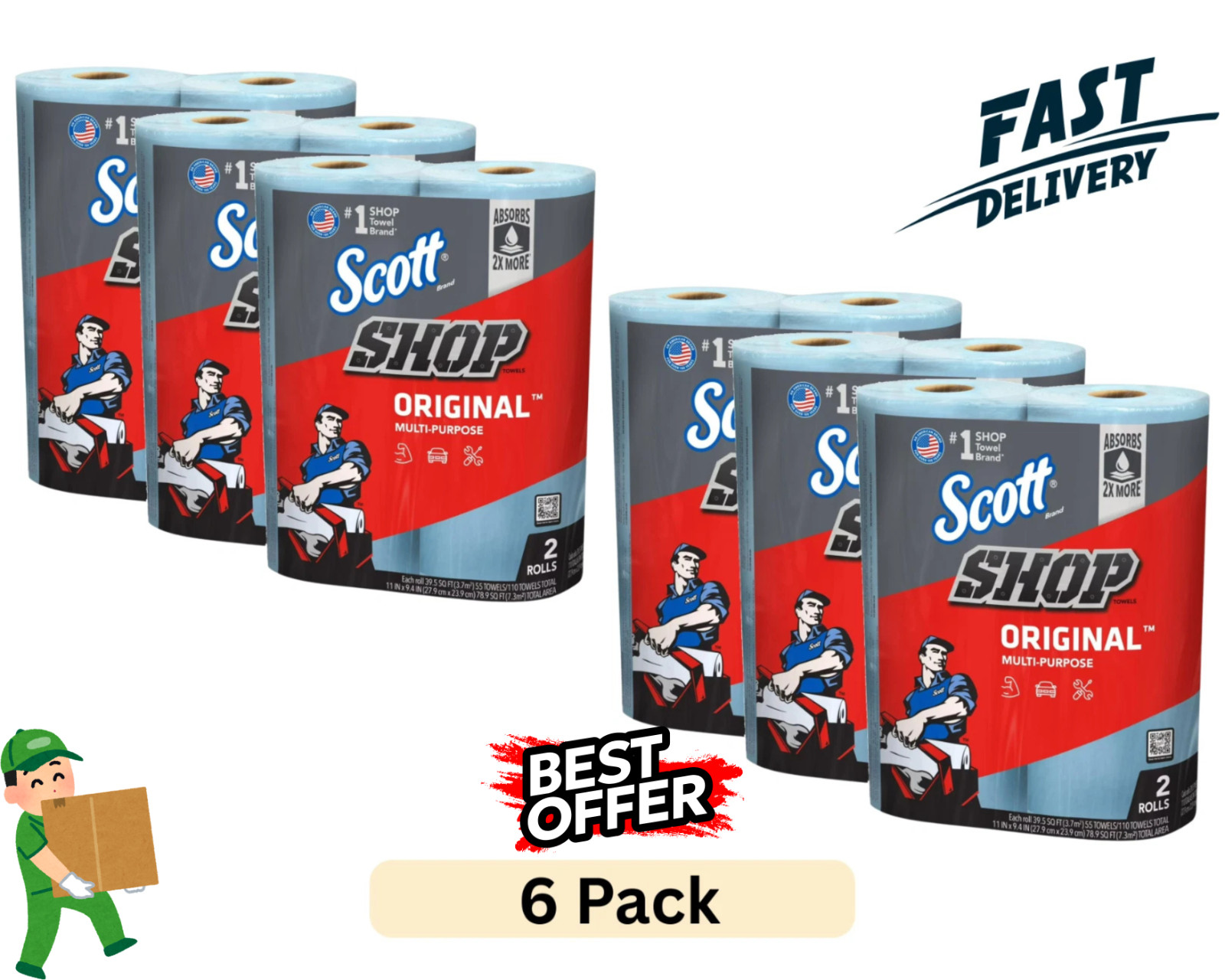Scott Blue Shop Towels 12 Rolls 55 Sheets Each Multi Purpose Cleaning Scott Blue Shop Towels 12 Rolls 55 Sheets Each Multi Purpose Cleaning