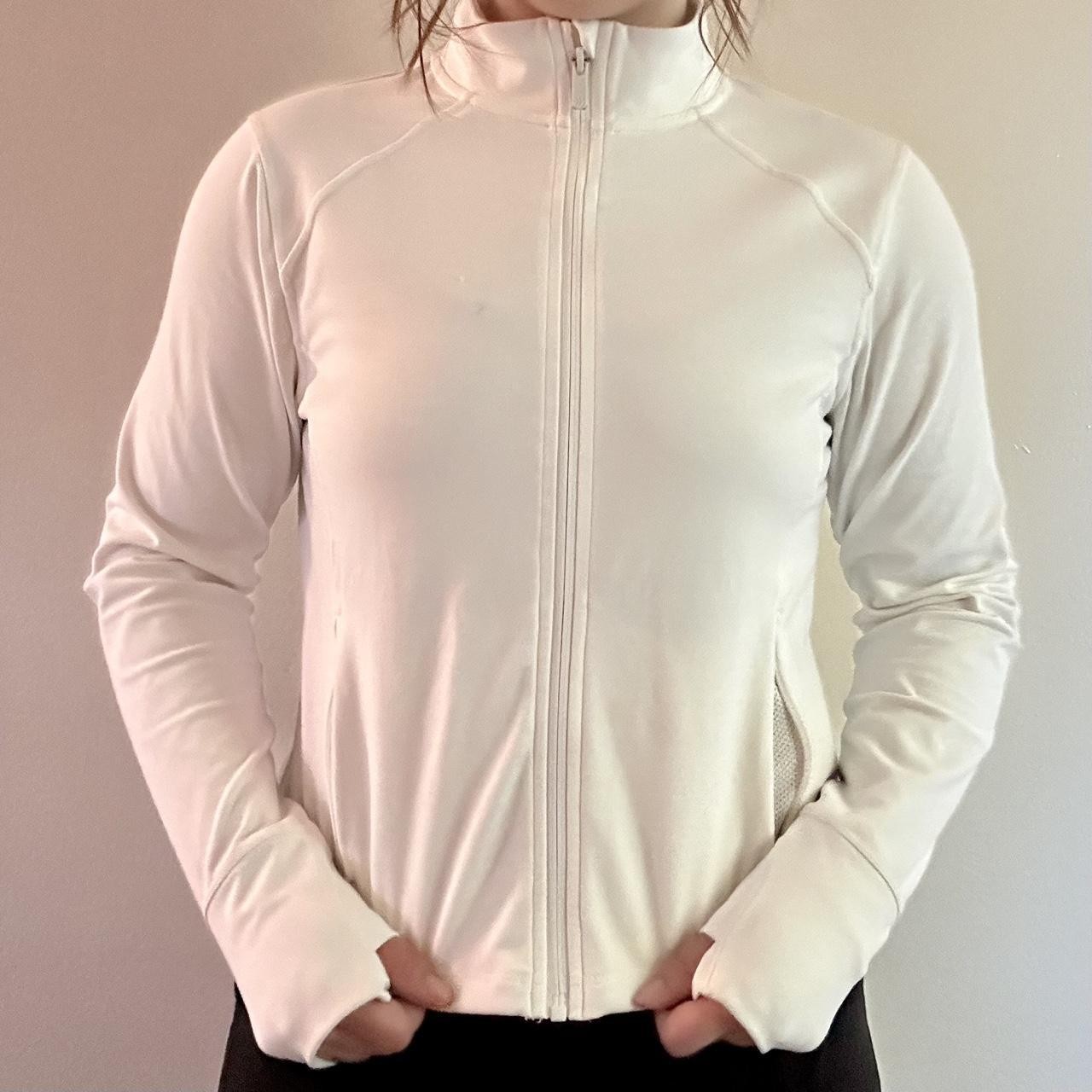Lululemon Dupe All In Motion White Athletic Zip-Up Jacket | Women\'s L Lululemon Dupe All In Motion White Athletic Zip-Up Jacket | Women\'s L