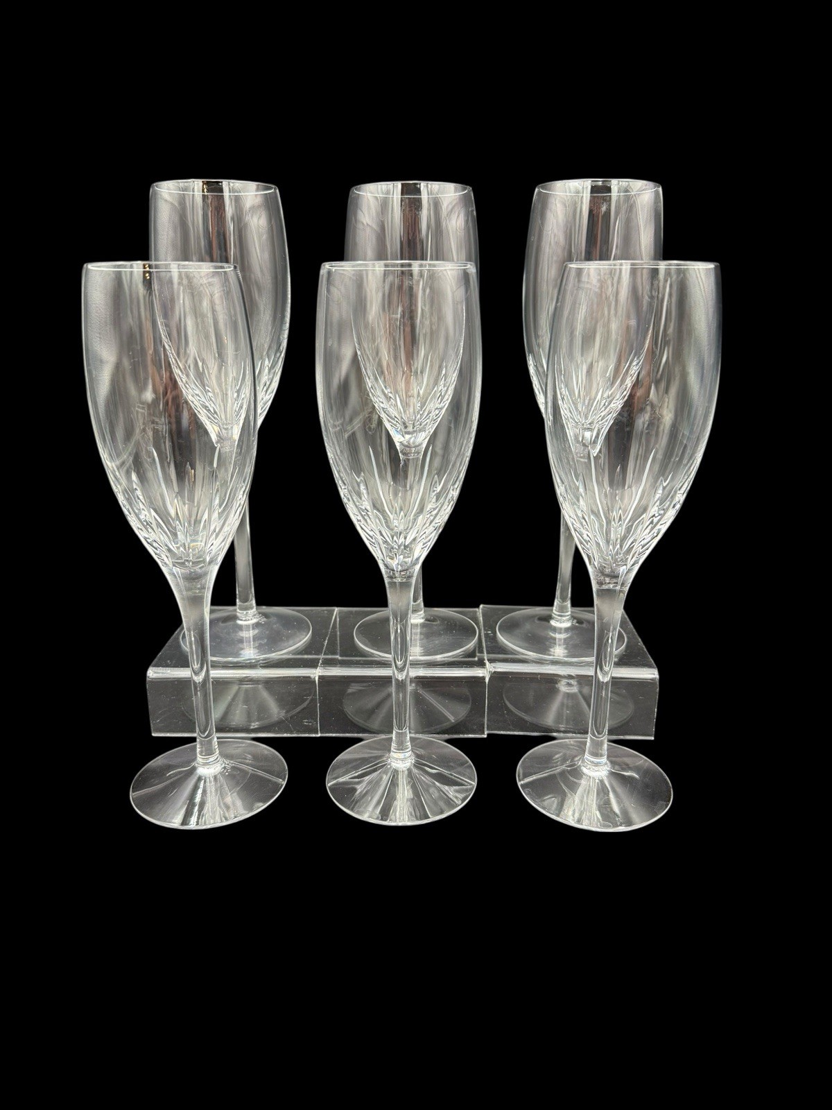 Lenox Starfire Allegro Flute Set of 6 Crystal Stemware 8 3/8\
