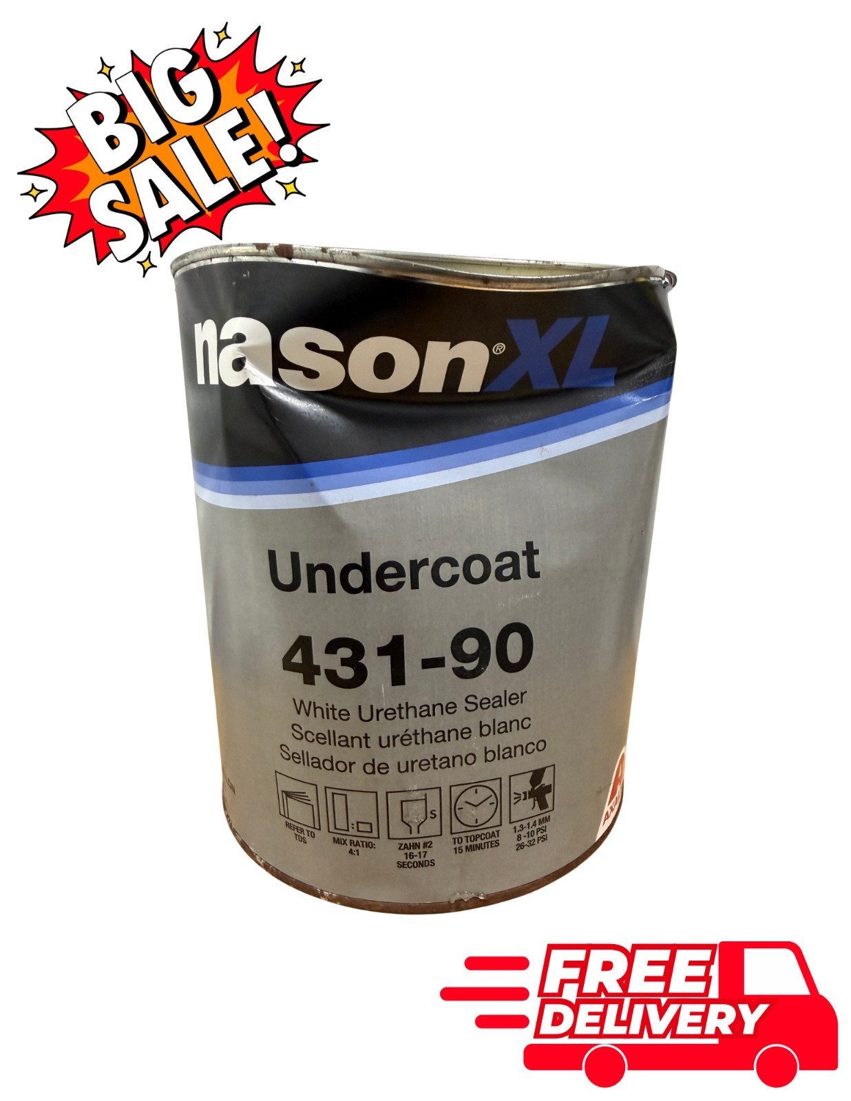 🛠️ Axalta NasonXL Undercoat 431-90 White Urethane Sealer 1 Gallon