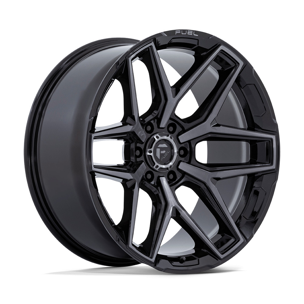 22x9.5 Fuel FC854 Flux Gloss Black Brushed Face W/ Gray Tint Wheel 6x135 (20mm)