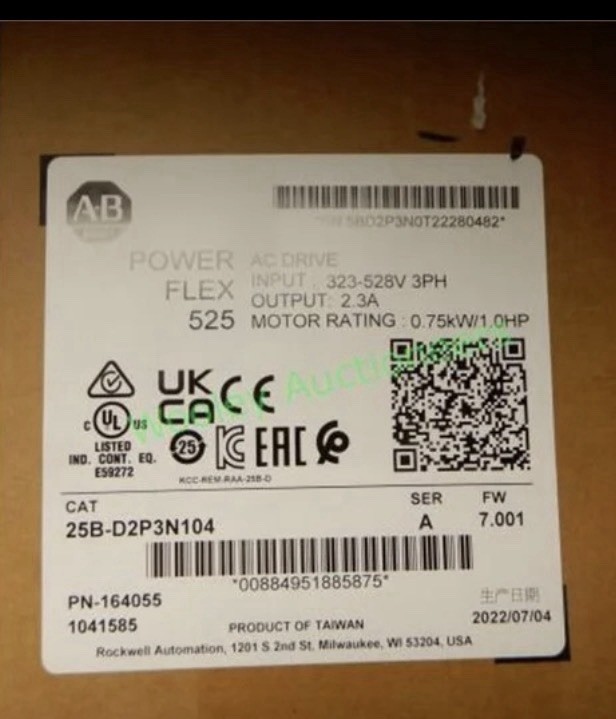 Allen-Bradley 25B-D2P3N104 PowerFlex 525 AC Drive 1 HP 480V New Sealed Fast Ship