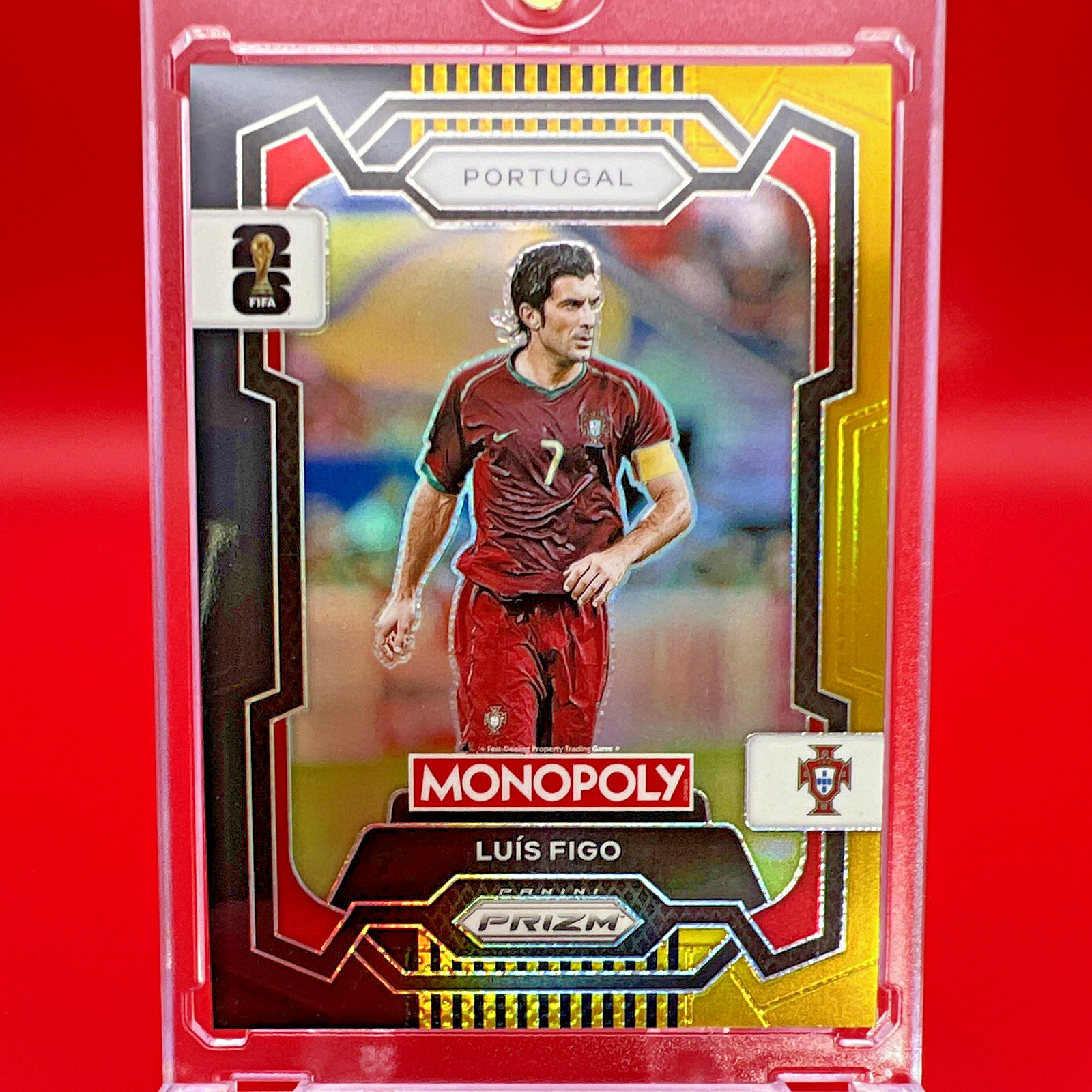 Luis Figo #5/5 NUMBER MATCH Black & Gold Prizm Panini 2026 Monopoly FIFA WC