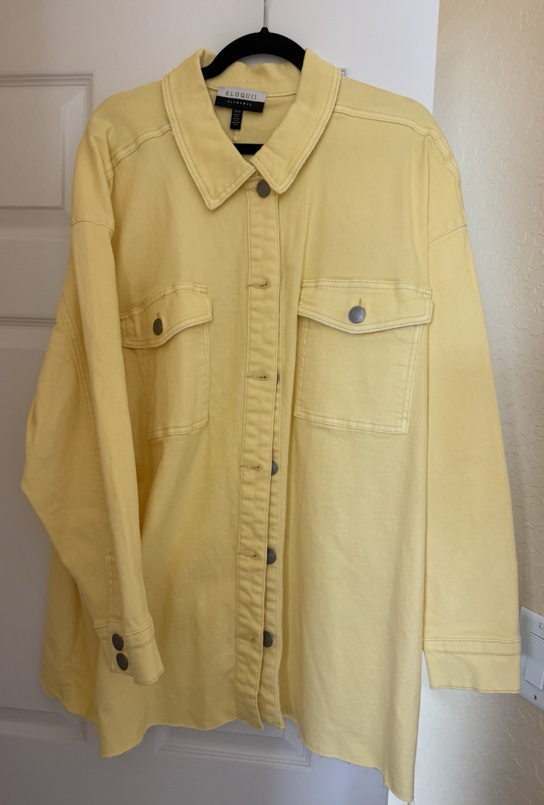 Eloquii Yellow Collared Long Sleeve Shirt Size 22-24 long New With tags