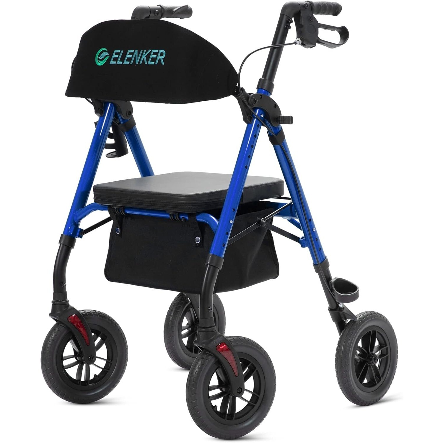 ELENKER All-Terrain Rollator Walker w/ Non-Pneumatic Tire 10\