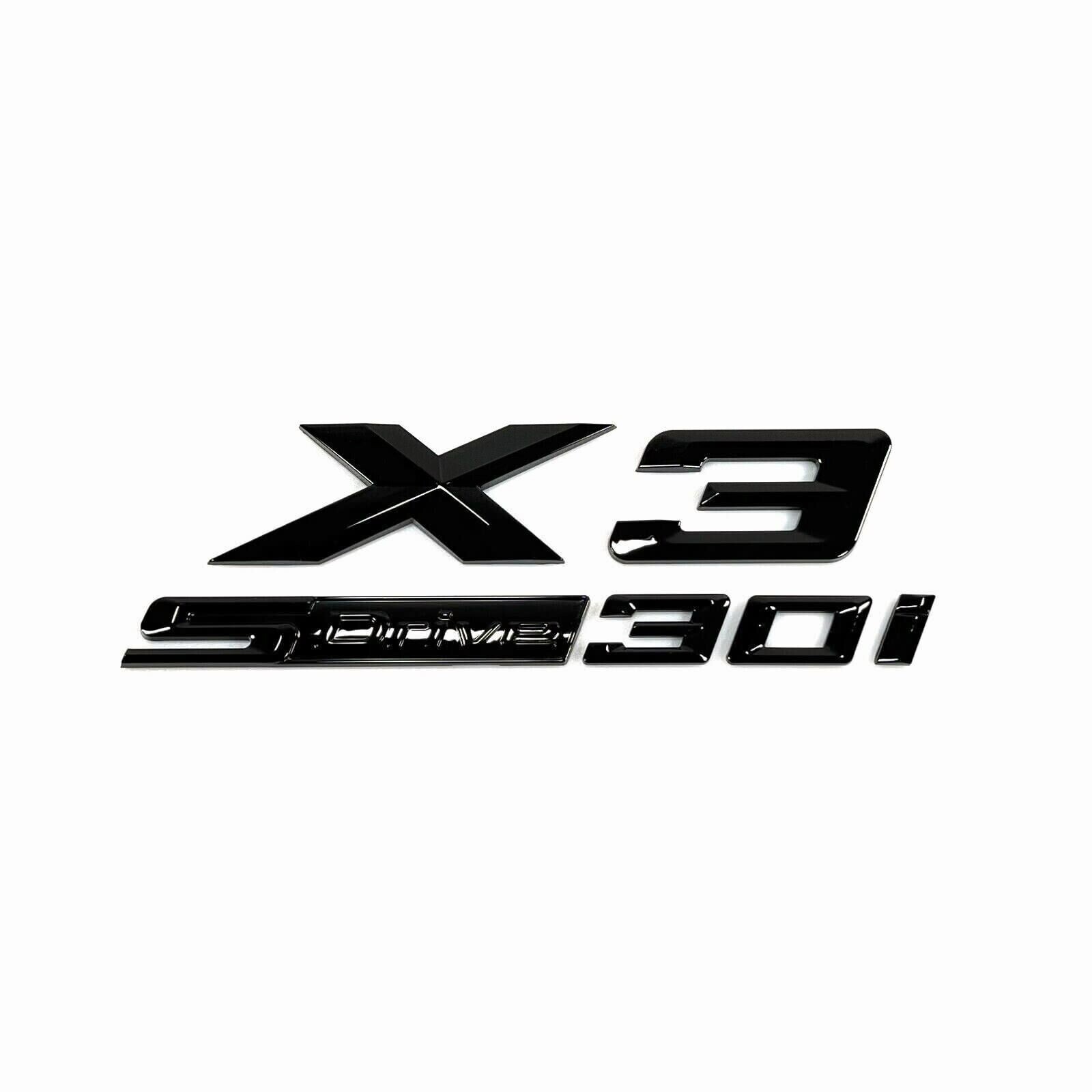 Gloss Black For X3 Series Emblem X3 + SDrive 30i Number Rear Trunk Badge New