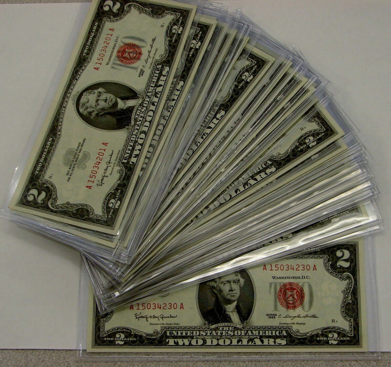 ✯ 5x Two Dollar Red Seals Lot $2 Group AU+/UNC ✯ Rare About Uncirculated Notes✯