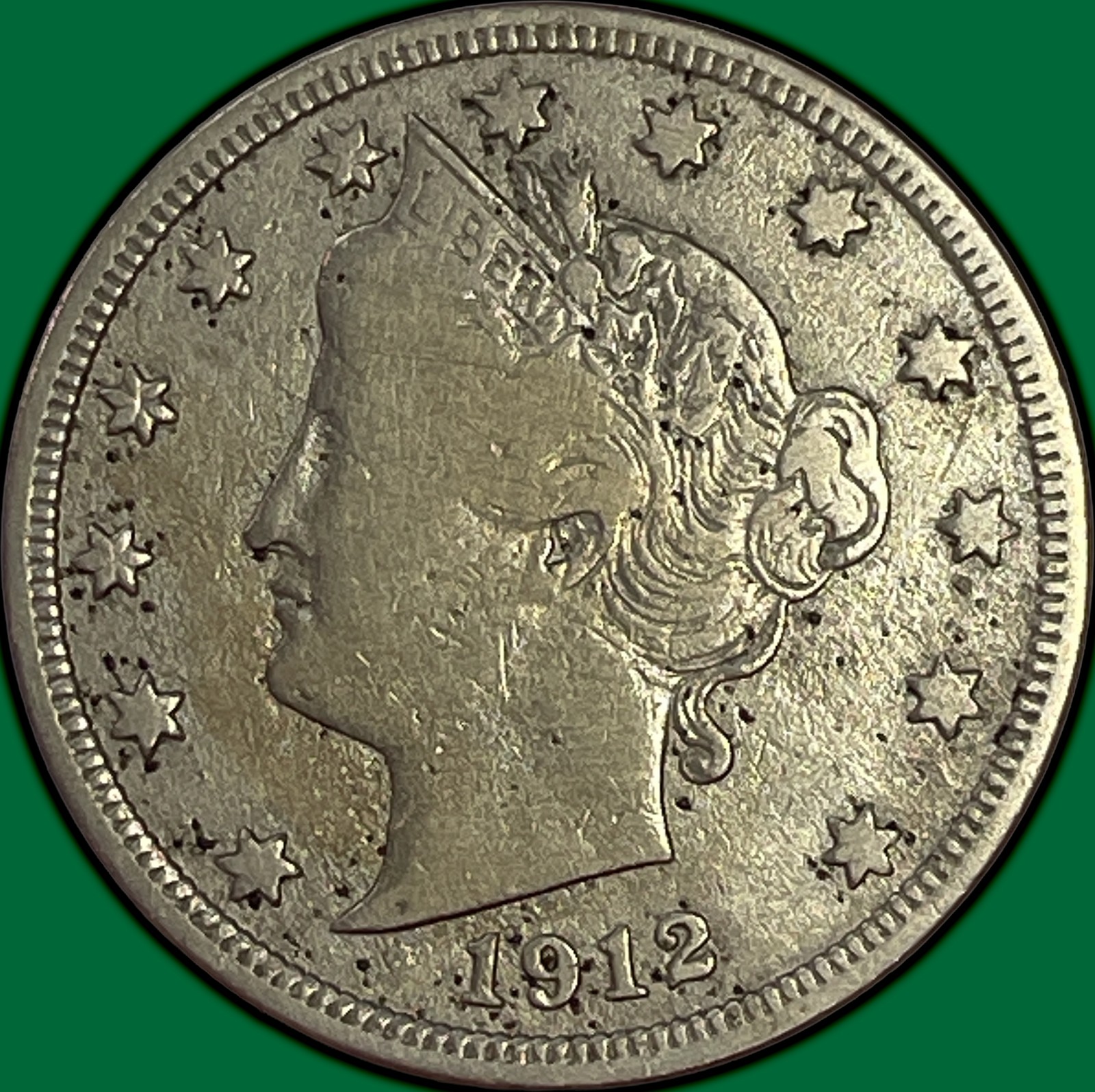 1912-S Liberty Head V Nickel Fine F Coin #48100