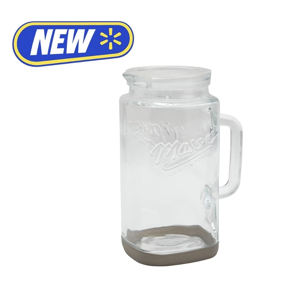 Mason Craft & More Glass 0.5 Gallon Pitcher with Removable Plastic Lid and