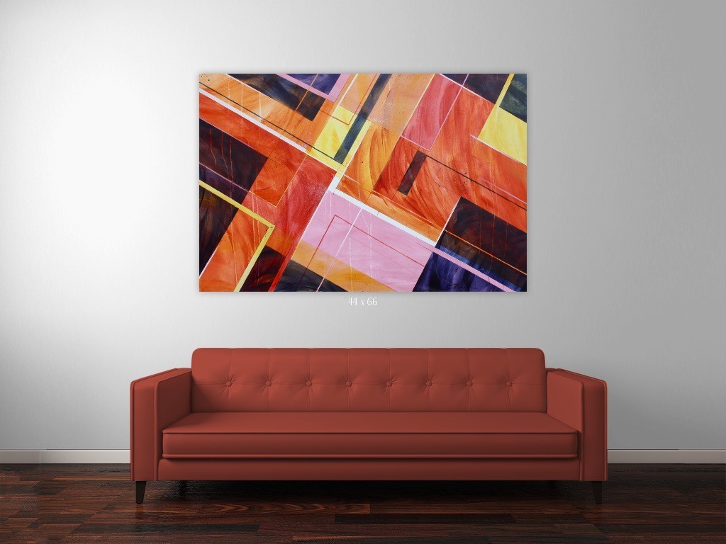 ShawNshawN Original painting HUGE 44x66 colorful warm contemporary wall artwork