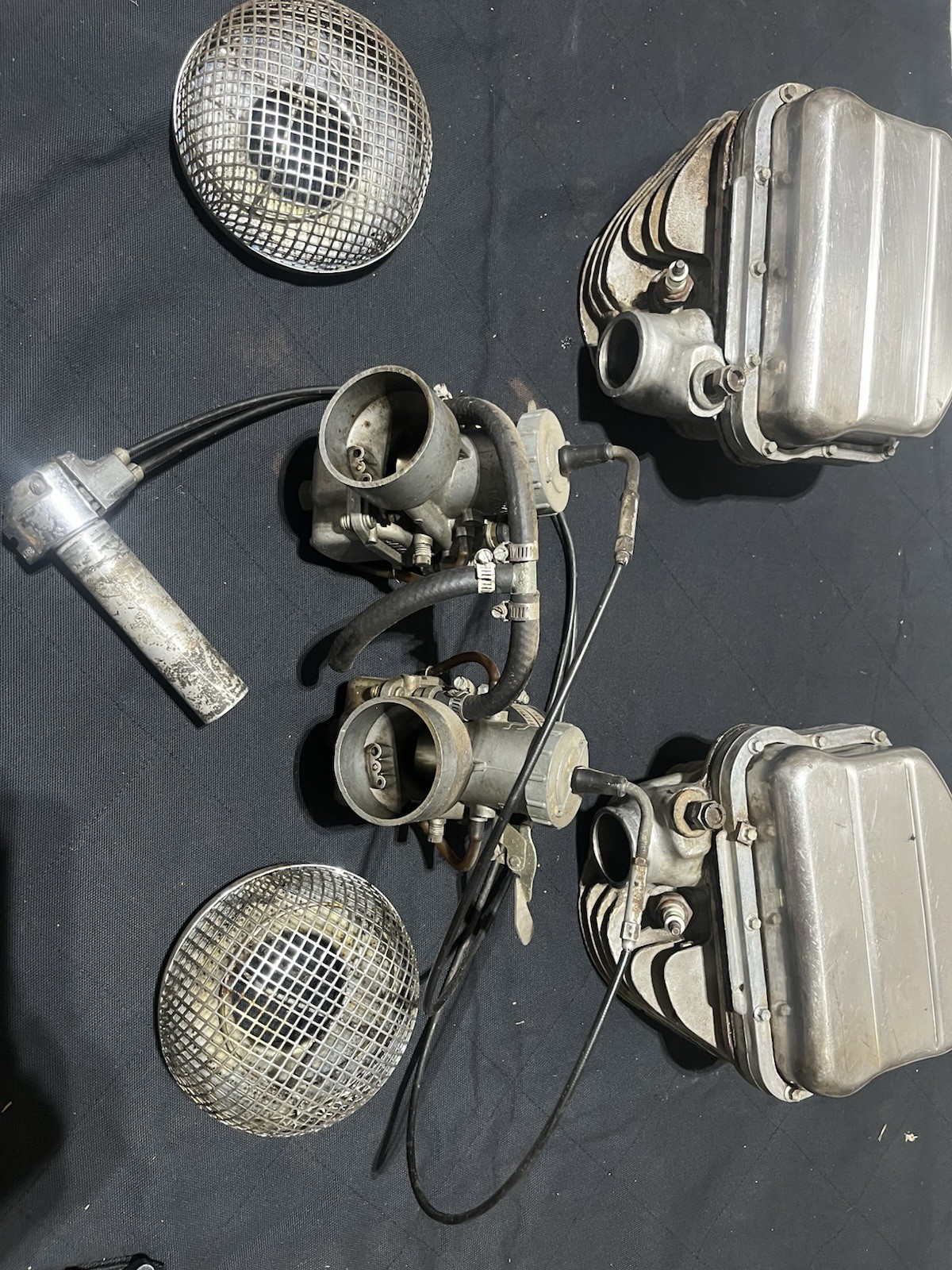 Harley Davidson Panhead Dual Carb Cylinder Heads and Carburetor Assembly