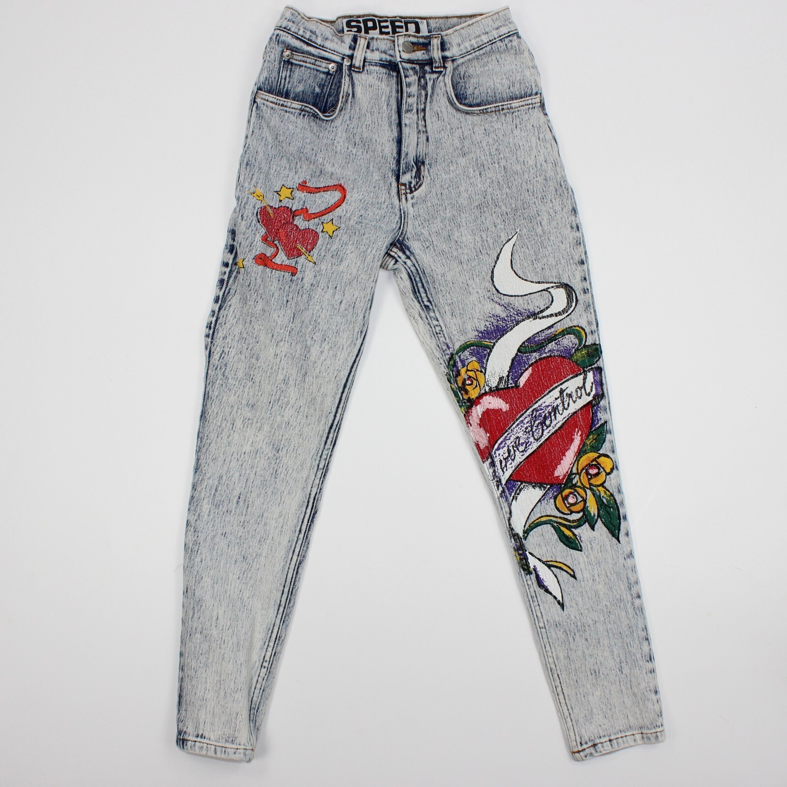 Vintage Speed S. CONTROL Acid JEANS Women\'s Ladies JUNIOR Size (24 X 28) HI RISE
