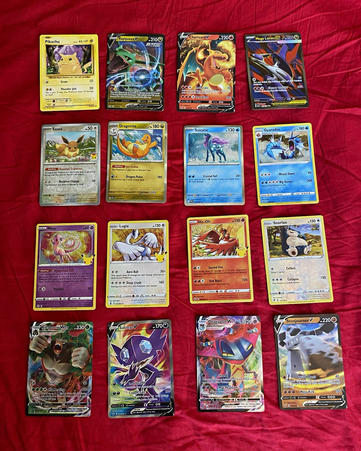 Pokemon TCG 16 Card Lot Pikachu Rayquaza Charizard and Others V VMAX Holo/Foil 