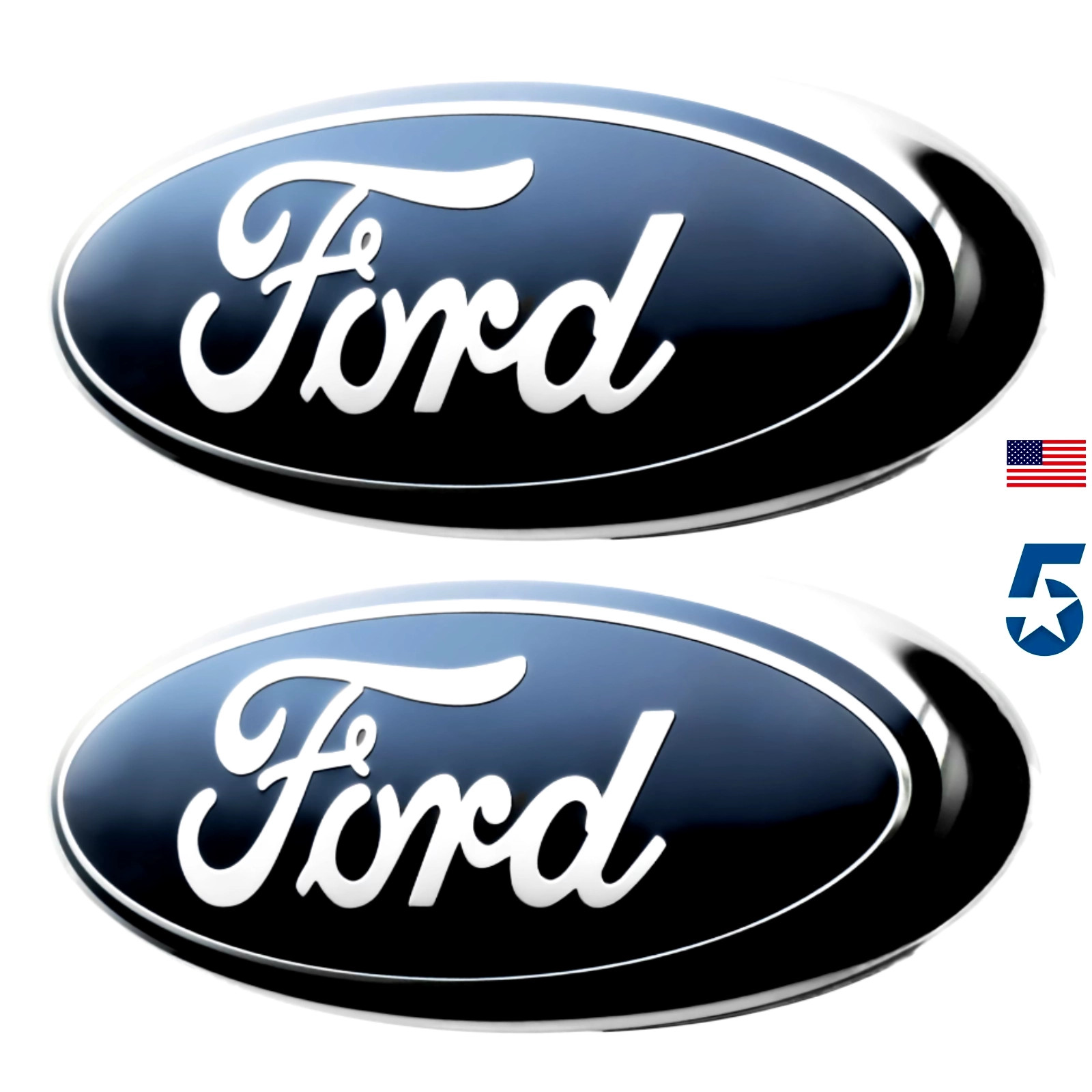 BLUE & CHROME 2005-2014 Ford F150 FRONT GRILLE/ TAILGATE 9 inch Oval Emblem 2-PC
