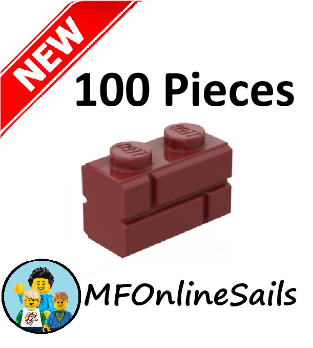 Genuine LEGO Dark Red 1x2 Masonry Bricks Part #98283 100 pcs 77g