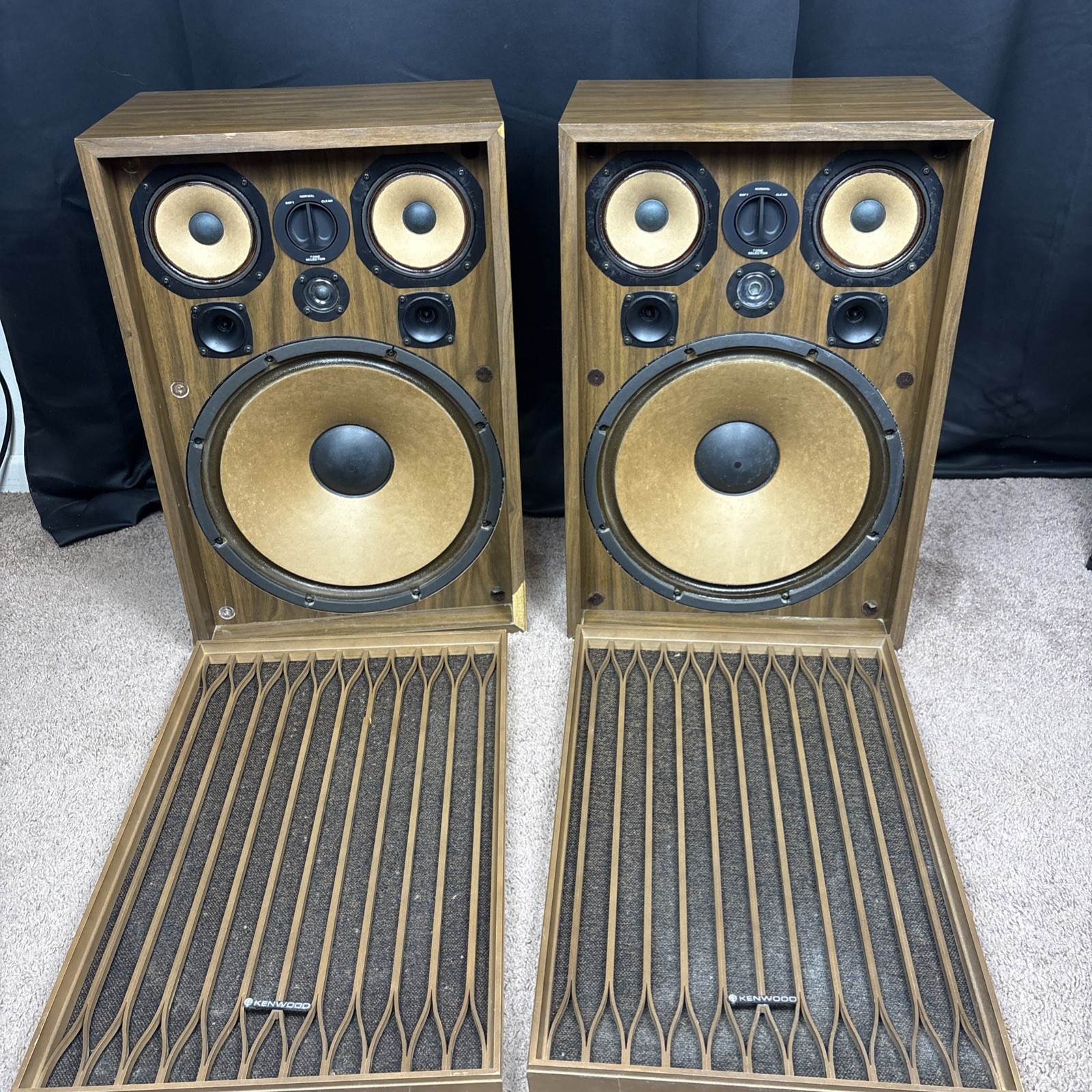 Vintage Kenwood KL-777A Speakers 4-Way 6-Driver 15” Woofer 110W Japan Pair