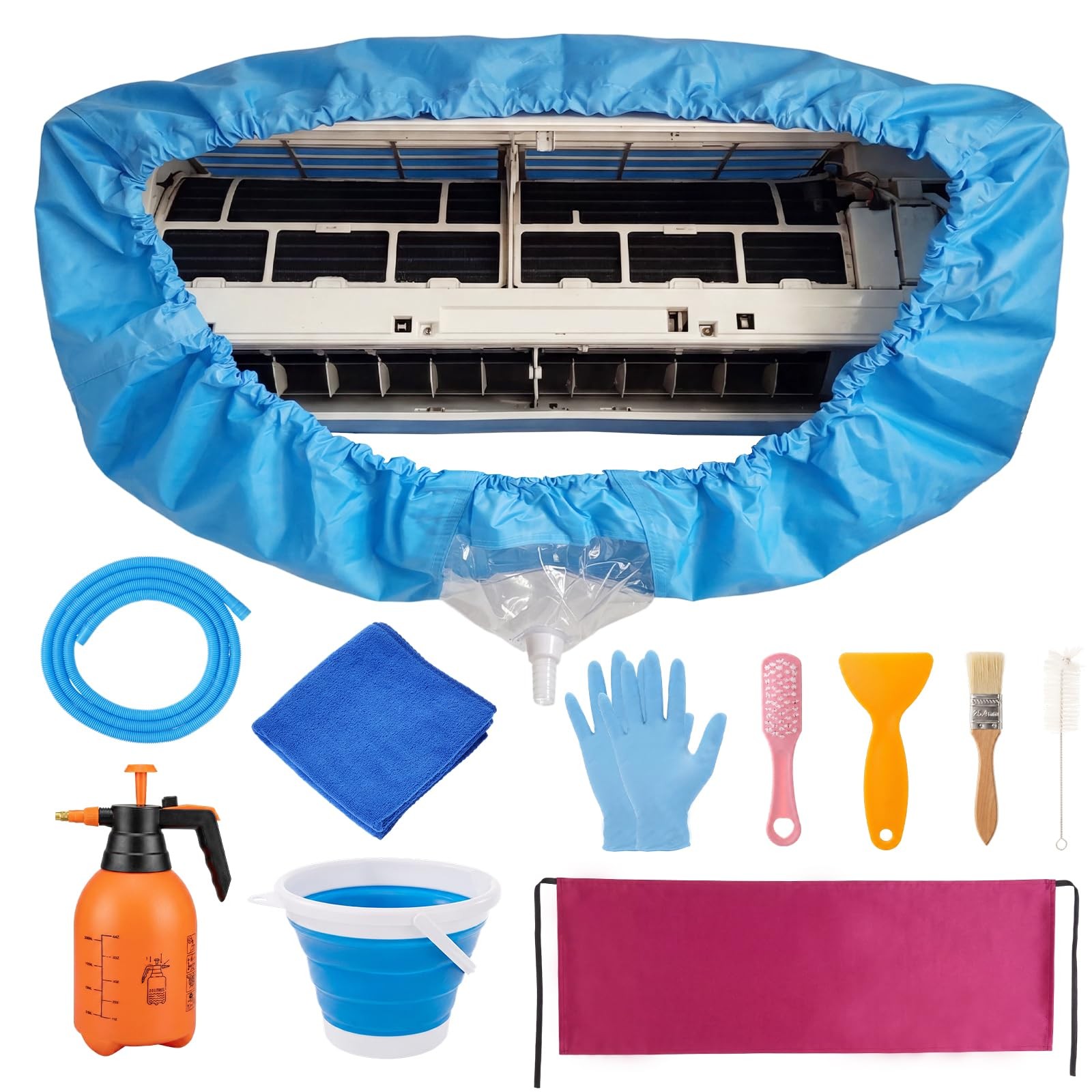 Gleom 11 PCS Mini Split Cleaning Kit with AC Cleaning Cover, 2L Sprayer, Brus...