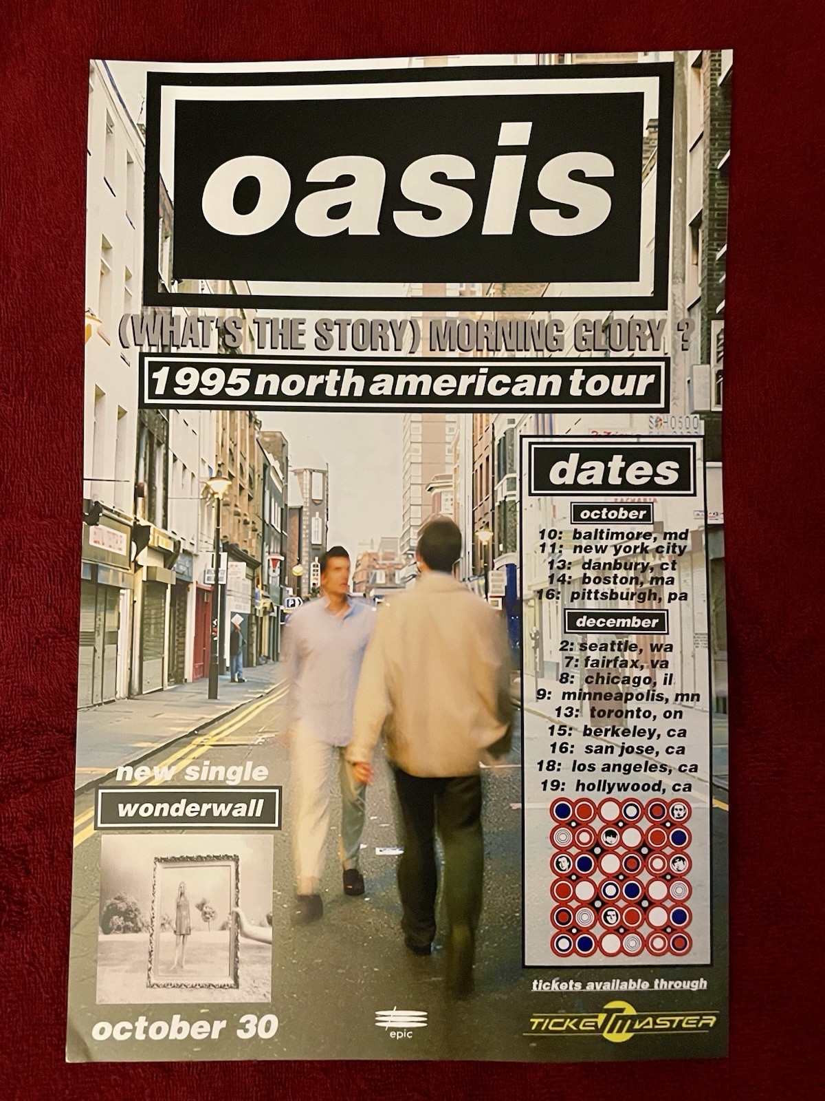 OASIS Poster WHAT’S THE STORY MORNING GLORY 1995 US TOUR Custom Design 11x17”