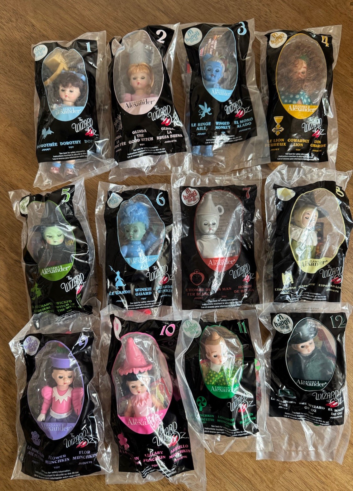 McDonald\'s 2008 Wizard of Oz Madame Alexander Dolls Complete Set of 12 NEW