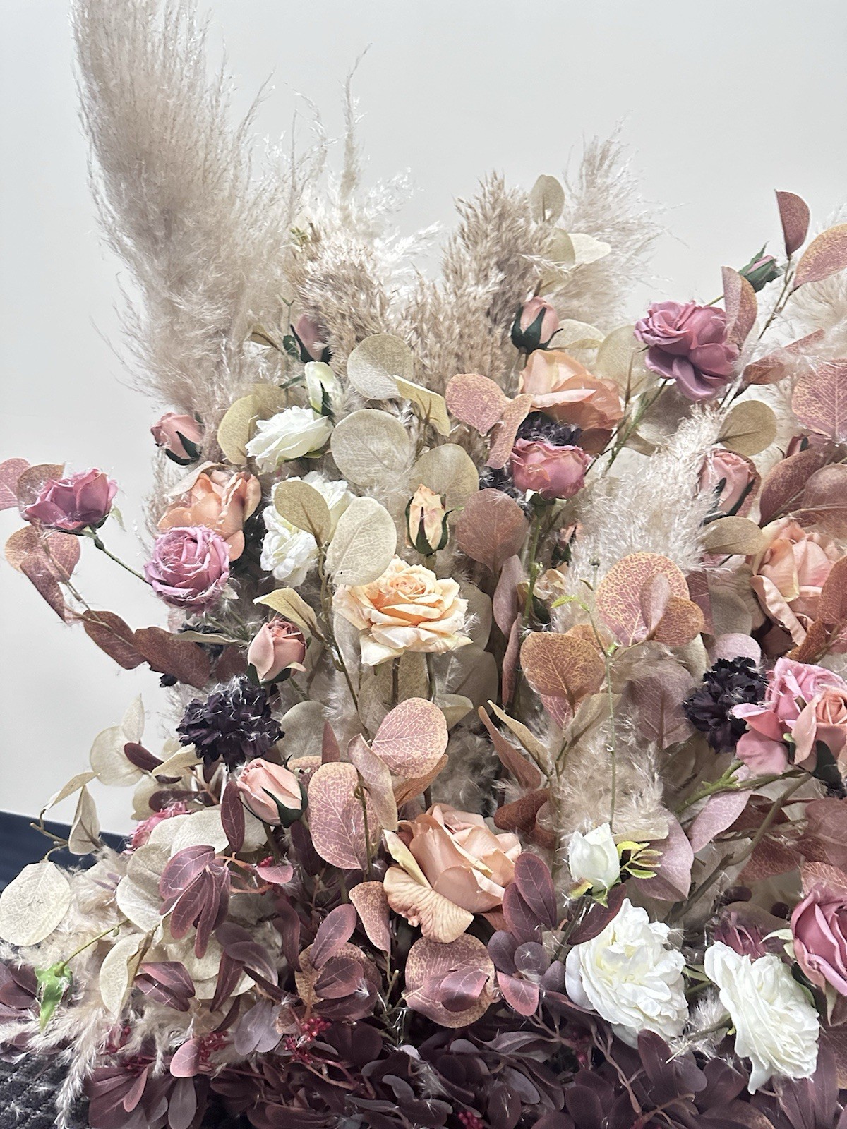 Stunning Boho Wedding Artificial Floral Arrangement | Pampas Grass & Dusty Roses