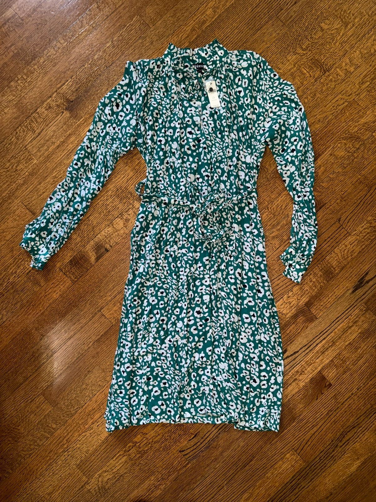 NWT Anthropologie Green Leopard Swing Dress - Rdalamal - Size 6P