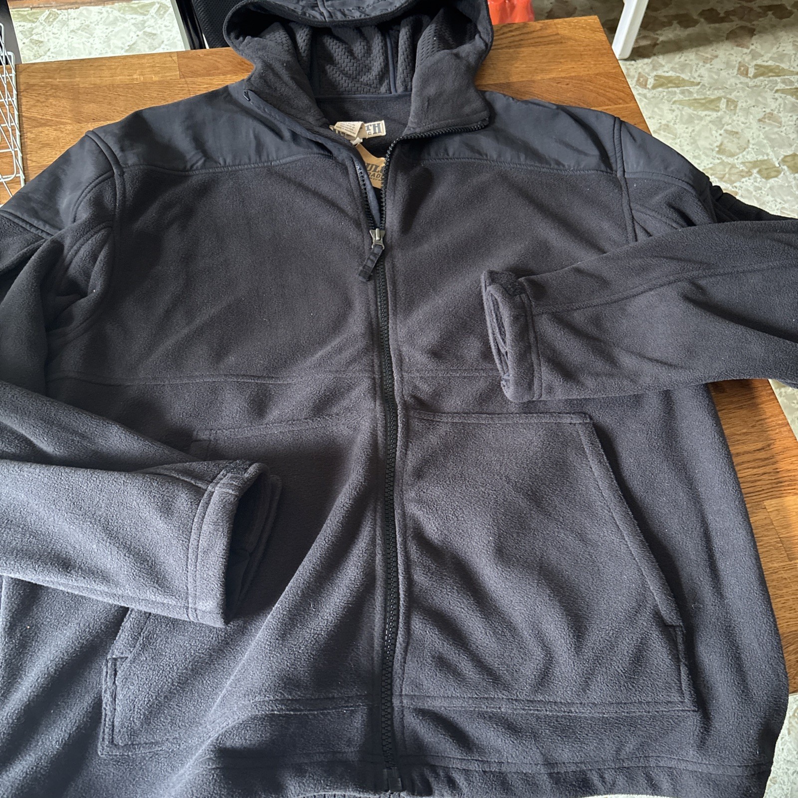 NWT Duluth Trading Co Jacket Mens Large Black Fleece GridLock Hooded Nylon