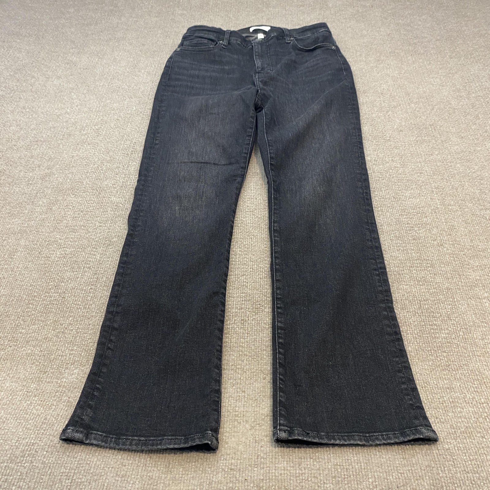 FRAME Le High Straight Long Jeans Womens 31 Charcoal Wash High Rise Stretch