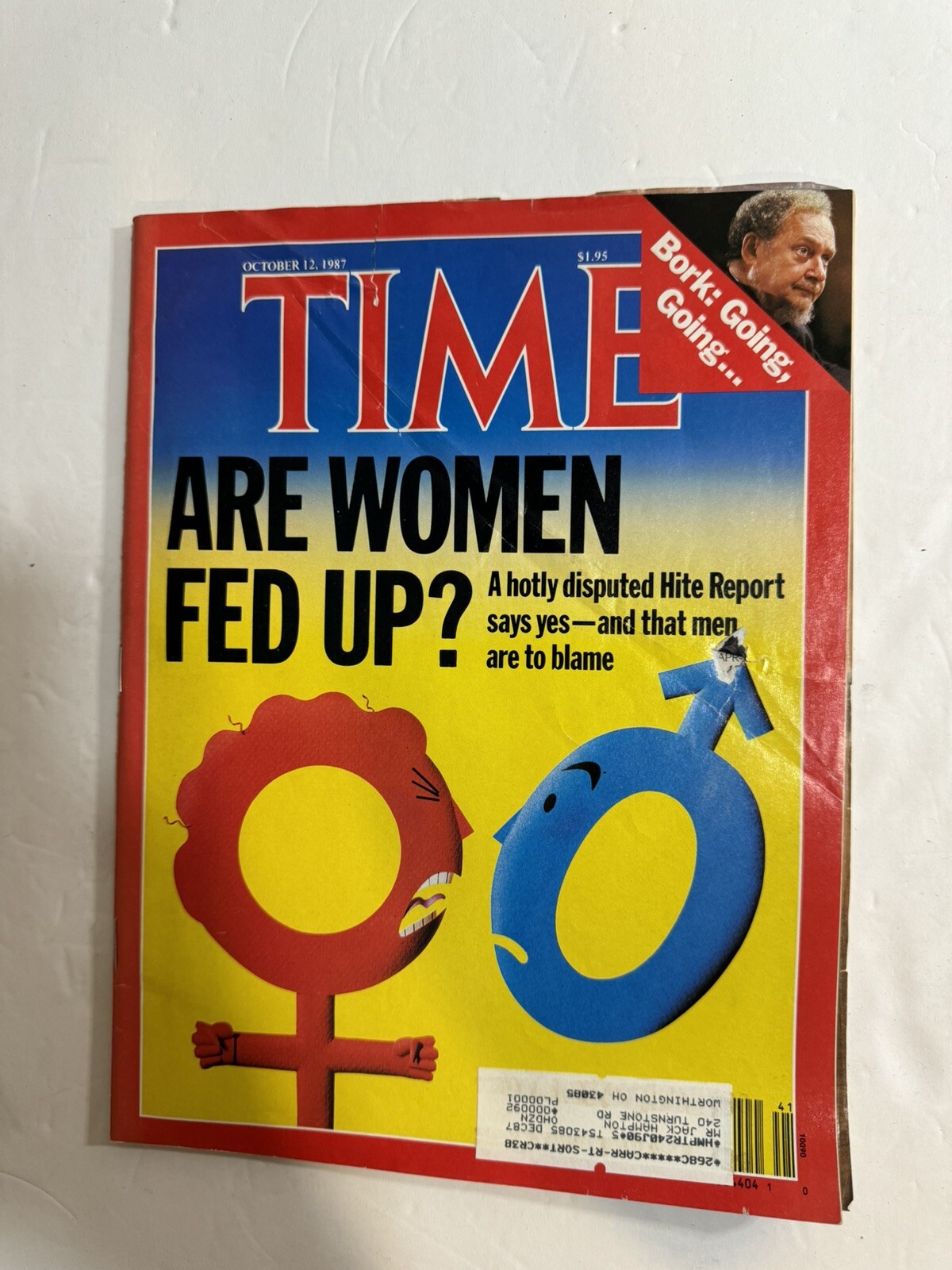VTG Time Magazine October 12 1987 - Robert Bork / Are Women Fed Up? / Newsstand