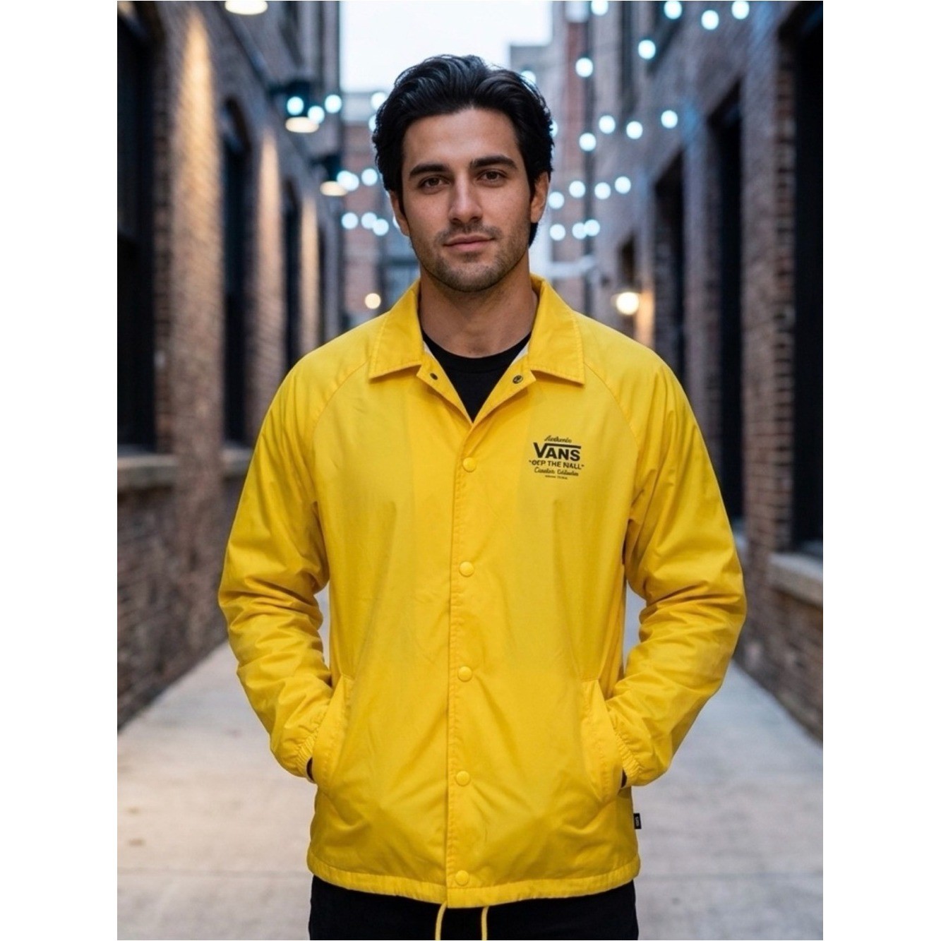 Vans Off The Wall Torrey Coaches Jacket Yellow Windbreaker Mens Medium