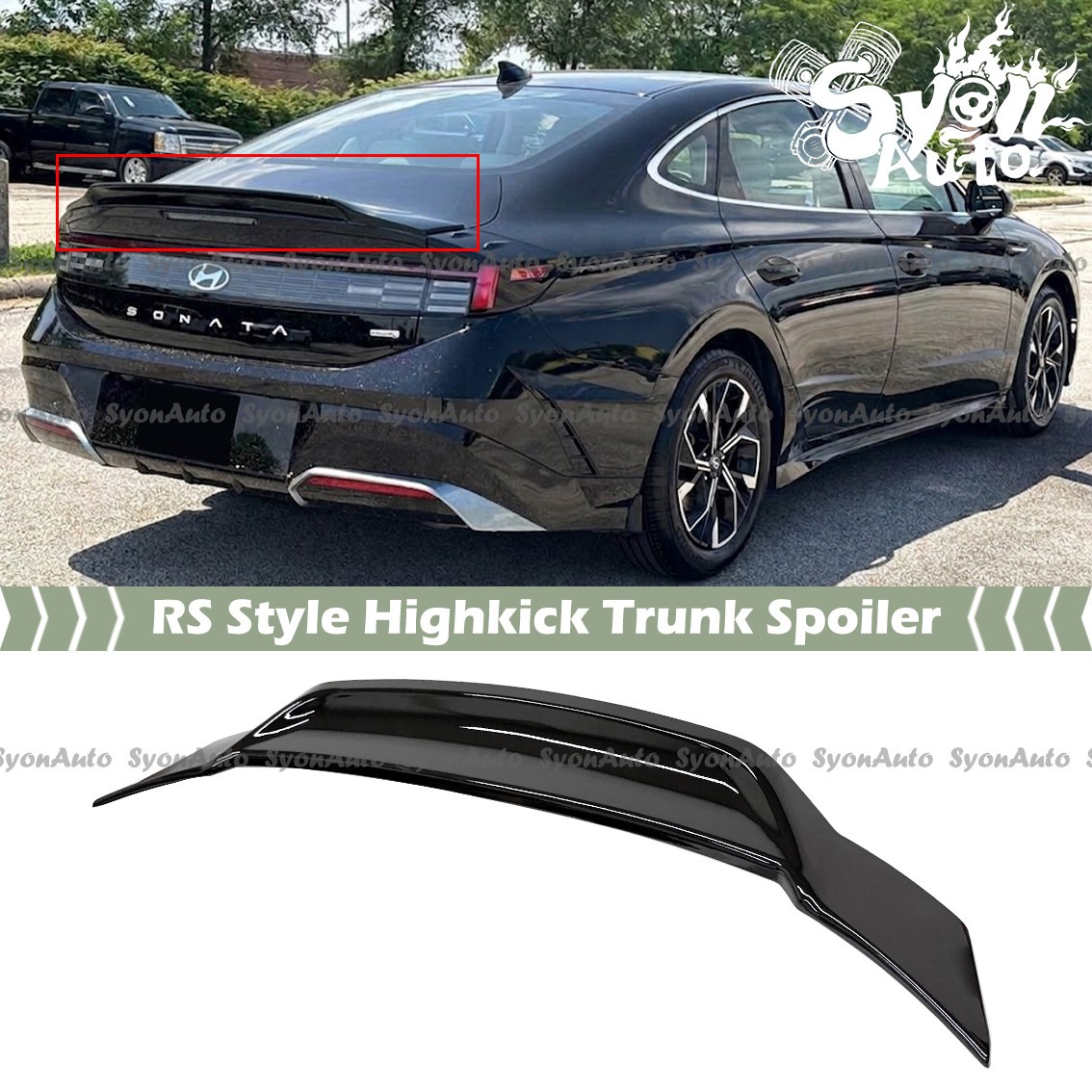 FOR 2023-26 HYUNDAI SONATA RS STYLE GLOSS BLACK HIGHKICK REAR TRUNK SPOILER WING