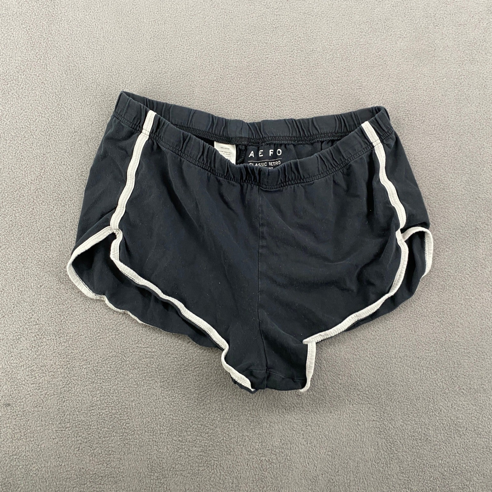 Aeropostale Classic Retro Shorts Black White Trim Cotton Dolphin Lounge Large Aeropostale Classic Retro Shorts Black White Trim Cotton Dolphin Lounge Large