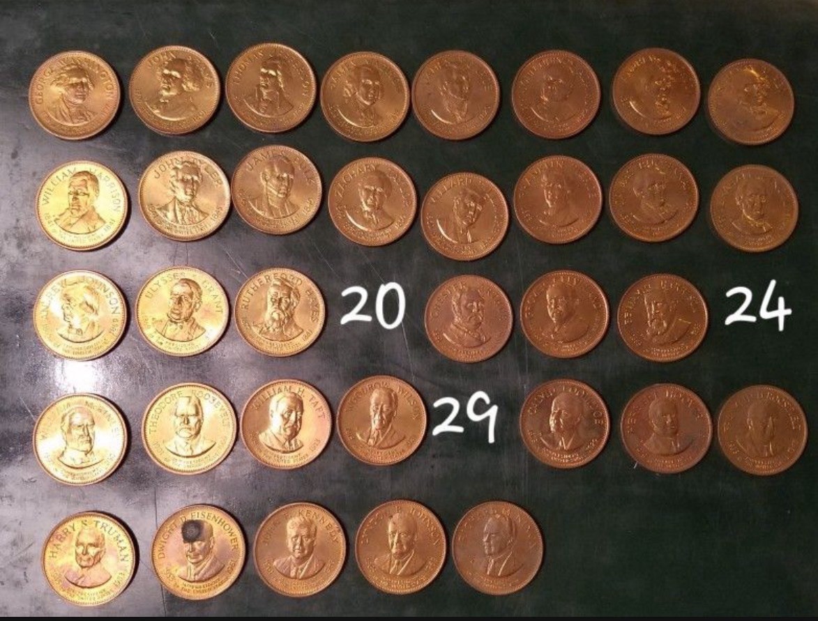 Vintage Franklin Mint Brass Presidential Token Coins 1st To 37th Vintage Franklin Mint Brass Presidential Token Coins 1st To 37th